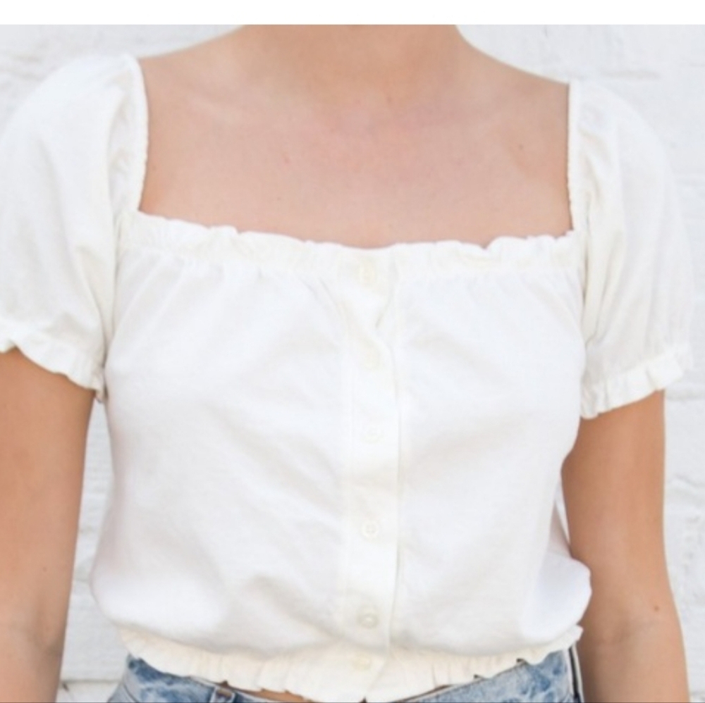 Brandy Melville White Button-Up Blouse